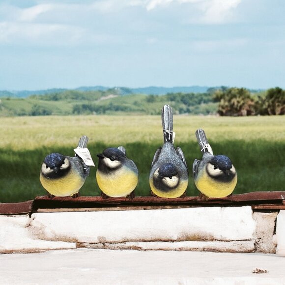 Yellow-Bellied Blue Tit Bird Resin Figurine by Transpac - Left Head Tilt - Picture 5 of 5